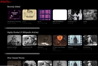 Interface de WikiFlix présentant des films classiques du domaine public