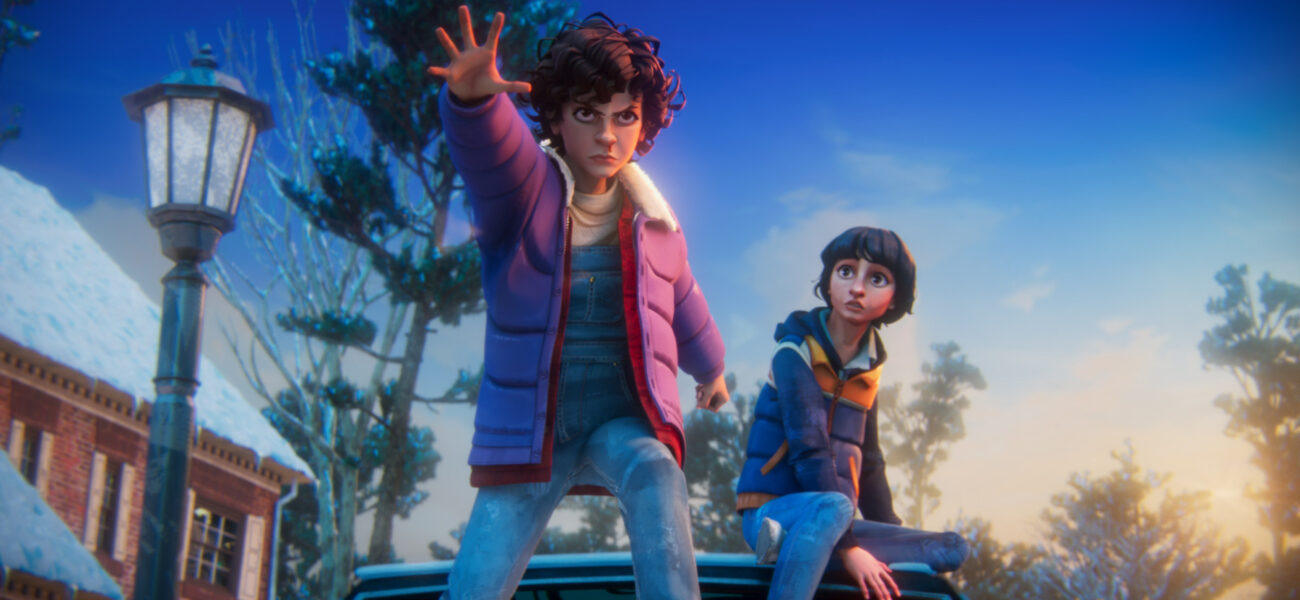 Onze et Mike dans la série animée Stranger Things Tales From ’85 à Hawkins en 1985