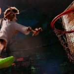 Jeune bouc basketteur réalisant un dunk dans le film d’animation GOAT. Rêver plus haut