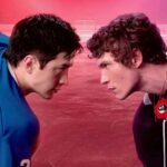 Shane et Ilya se font face sur la glace dans Heated Rivalry, illustrant la rivalité et la tension amoureuse