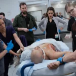 L’équipe médicale de The Pitt saison 2 entourant un patient grièvement blessé aux urgences