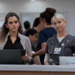 Dr Baran Al-Hashimi et une infirmière observent la salle des urgences dans The Pitt saison 2 épisode 3