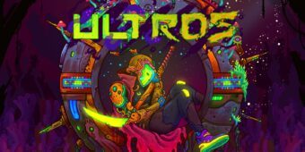 Illustration colorée d’Ultros montrant un personnage dans un univers psychédélique de science-fiction